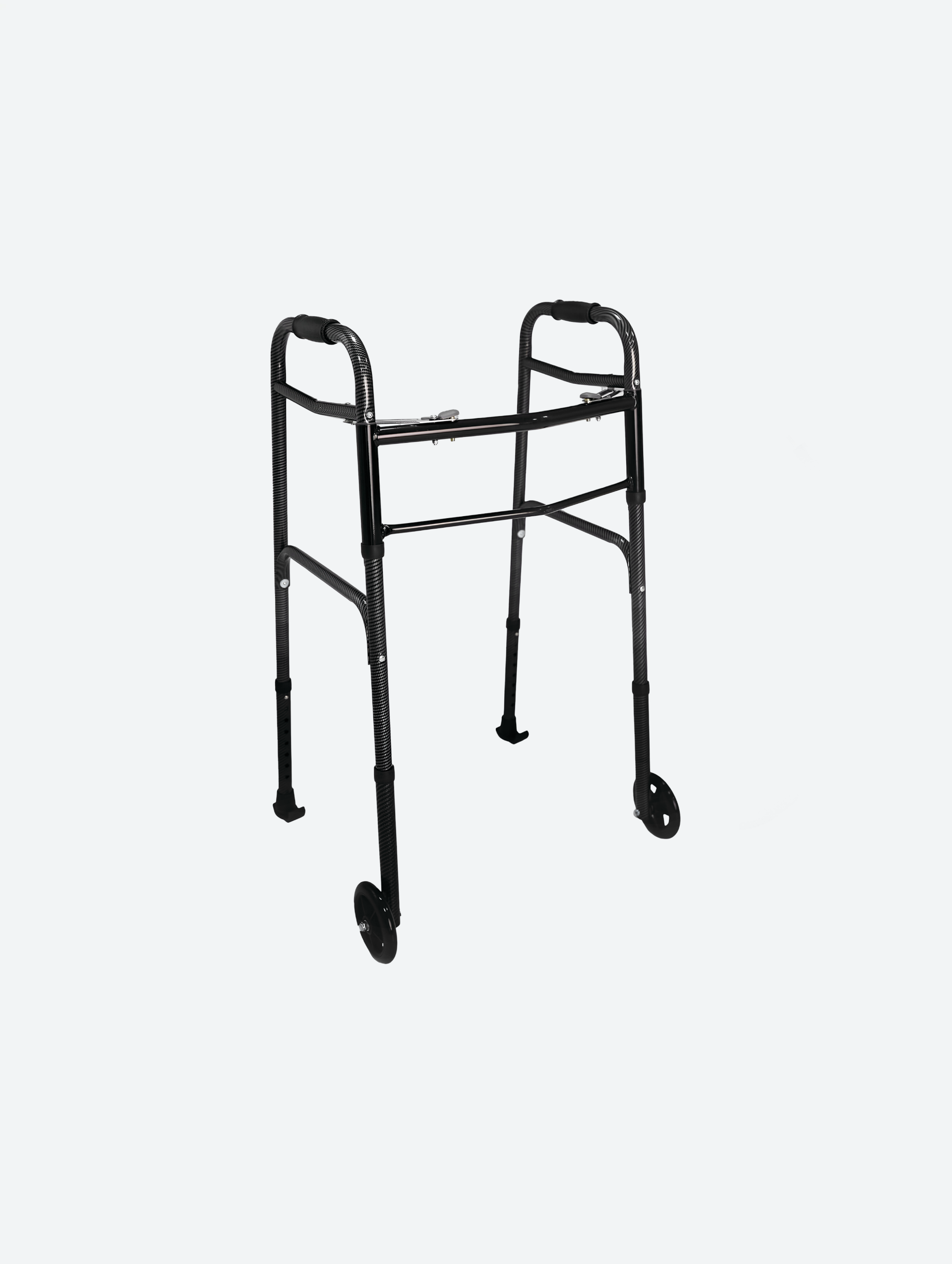 2 Button Folding Walker with Wheels Carbon