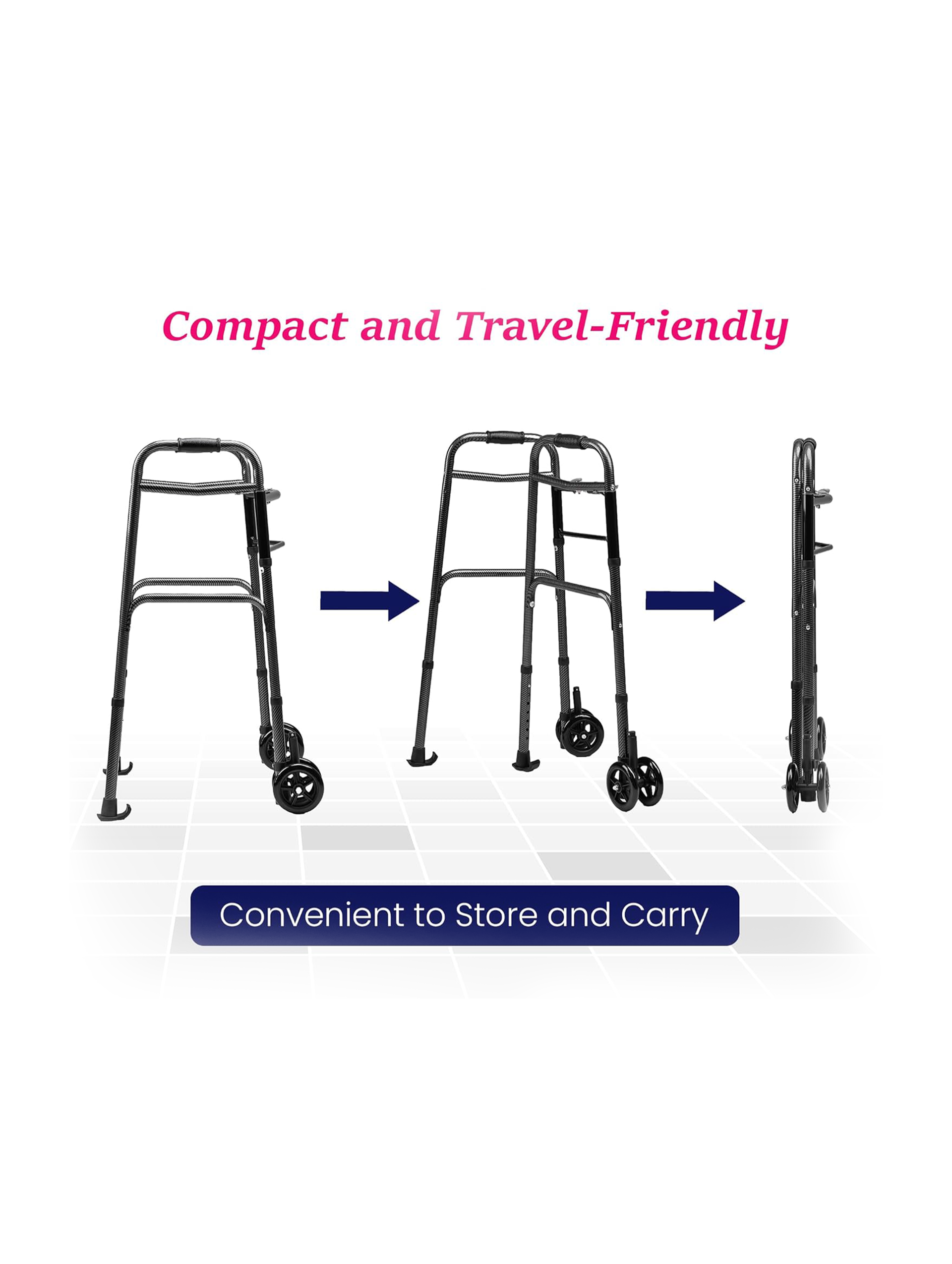 Folding Walker with Wheels Carbon Fiber