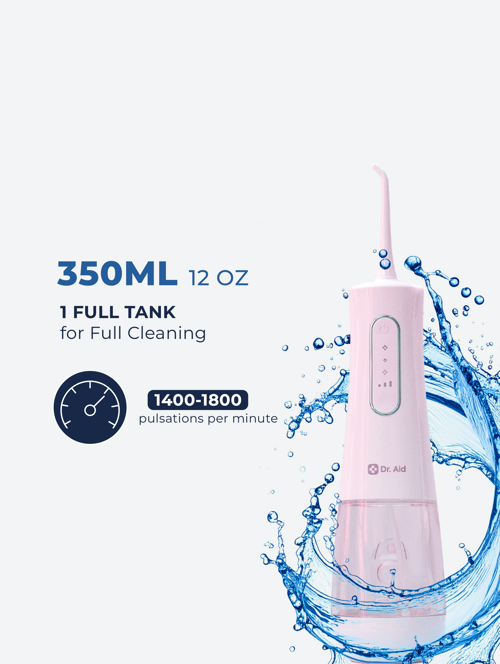Dental Water Flosser with 12Oz Tank, Water Filter(Pink)